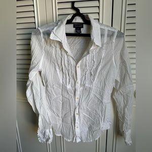 Ralph Lauren White Long Sleeve button Top